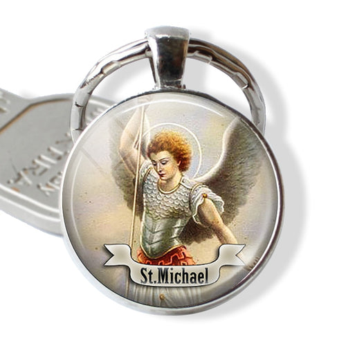 St Michael Glass Keychain