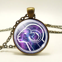 Load image into Gallery viewer, Glamour Purple 12 Zodiac Stainless Necklace
