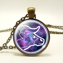 Load image into Gallery viewer, Glamour Purple 12 Zodiac Stainless Necklace