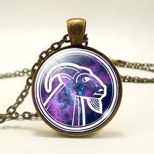 Load image into Gallery viewer, Glamour Purple 12 Zodiac Stainless Necklace