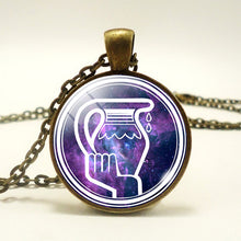 Load image into Gallery viewer, Glamour Purple 12 Zodiac Stainless Necklace