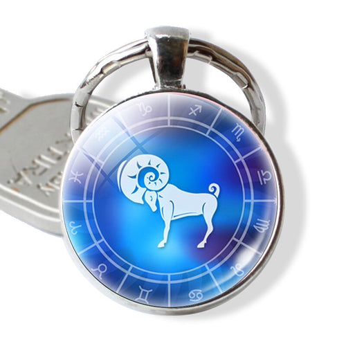 Blue 12 Zodiac Sliver Keychain