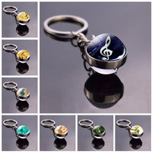 Load image into Gallery viewer, Music Notes Glass Ball Keychain