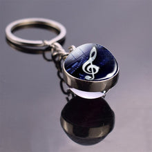 Load image into Gallery viewer, Music Notes Glass Ball Keychain