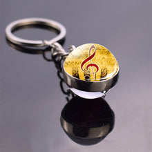 Load image into Gallery viewer, Music Notes Glass Ball Keychain