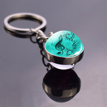 Load image into Gallery viewer, Music Notes Glass Ball Keychain