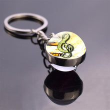 Load image into Gallery viewer, Music Notes Glass Ball Keychain