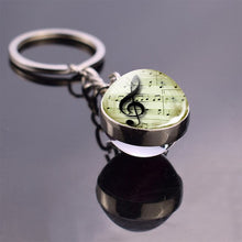 Load image into Gallery viewer, Music Notes Glass Ball Keychain
