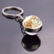 Load image into Gallery viewer, Music Notes Glass Ball Keychain