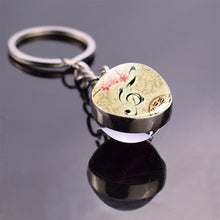 Load image into Gallery viewer, Music Notes Glass Ball Keychain