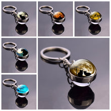 Load image into Gallery viewer, Full Moon and Black Cat  Keychain