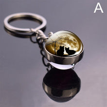 Load image into Gallery viewer, Full Moon and Black Cat  Keychain