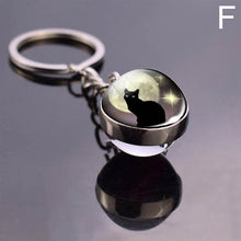 Load image into Gallery viewer, Full Moon and Black Cat  Keychain