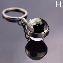 Load image into Gallery viewer, Full Moon and Black Cat  Keychain