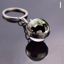 Load image into Gallery viewer, Full Moon and Black Cat  Keychain