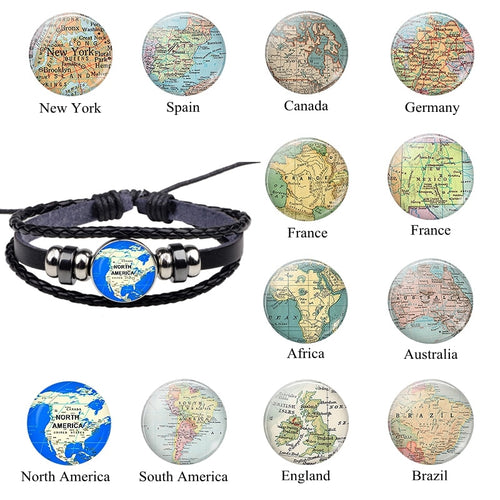 World Map Leather Bracelets