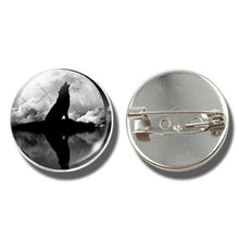 Load image into Gallery viewer, Moon Aggressive Wolf  Brooch