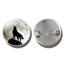 Load image into Gallery viewer, Moon Aggressive Wolf  Brooch