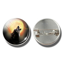 Load image into Gallery viewer, Moon Aggressive Wolf  Brooch