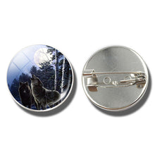 Load image into Gallery viewer, Moon Aggressive Wolf  Brooch