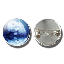 Load image into Gallery viewer, Moon Aggressive Wolf  Brooch