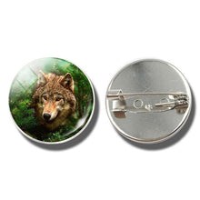 Load image into Gallery viewer, Moon Aggressive Wolf  Brooch