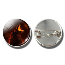 Load image into Gallery viewer, Moon Aggressive Wolf  Brooch