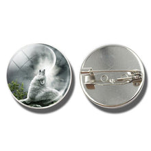 Load image into Gallery viewer, Moon Aggressive Wolf  Brooch