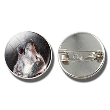 Load image into Gallery viewer, Moon Aggressive Wolf  Brooch