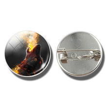 Load image into Gallery viewer, Moon Aggressive Wolf  Brooch