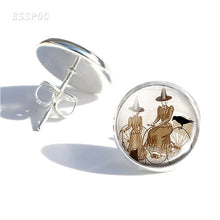 Load image into Gallery viewer, Happy Halloween Witch Pumpkin Earrings