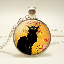 Load image into Gallery viewer, Black Cat Silver Necklace
