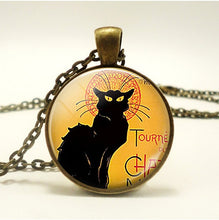 Load image into Gallery viewer, Black Cat Silver Necklace
